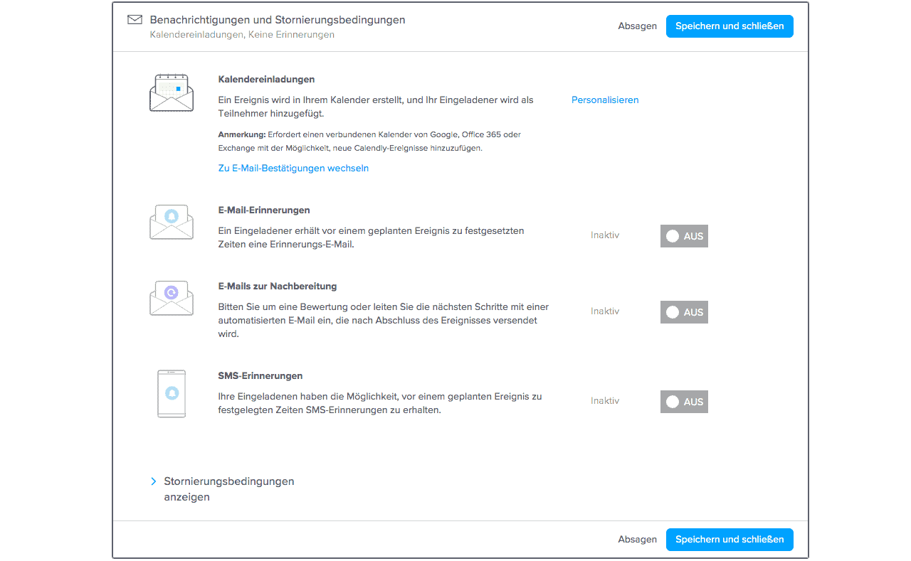 Calendly E-Mail Benachrichtigungen