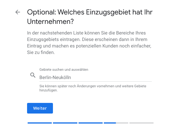 Google My Business Einzugsgebiet angeben